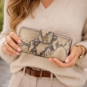 Coach Snakeskin Embossed Leather Wallet